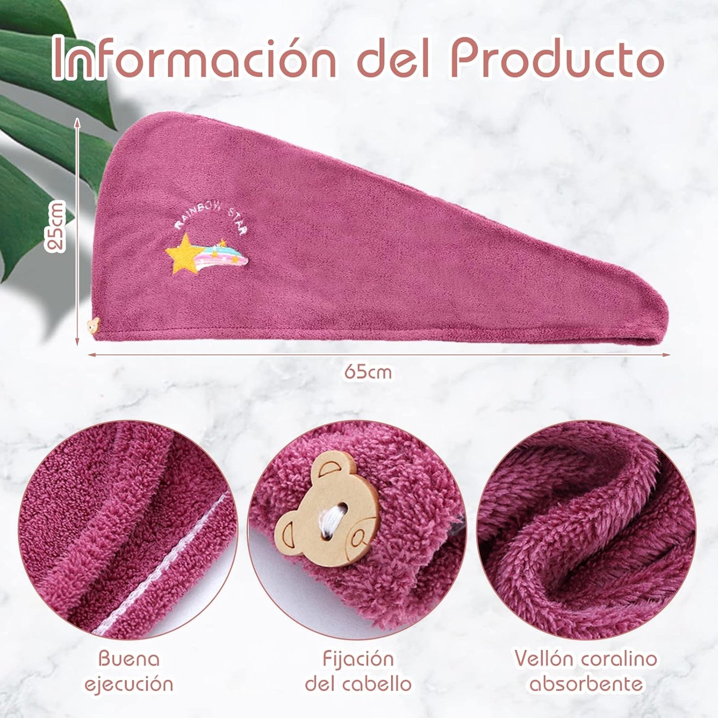 Set 2 toalla para el Cabello ( color sultido )